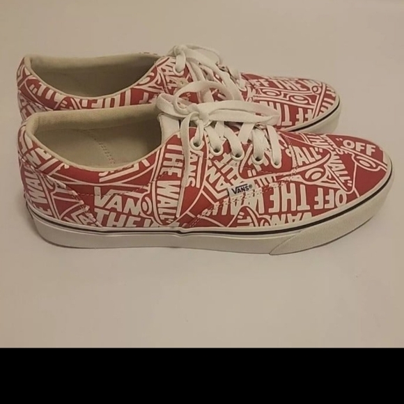 Vans Authentic  Doheny Low Top Sneakers Mens Size 10 All Over Printed Red/white - Picture 1 of 9
